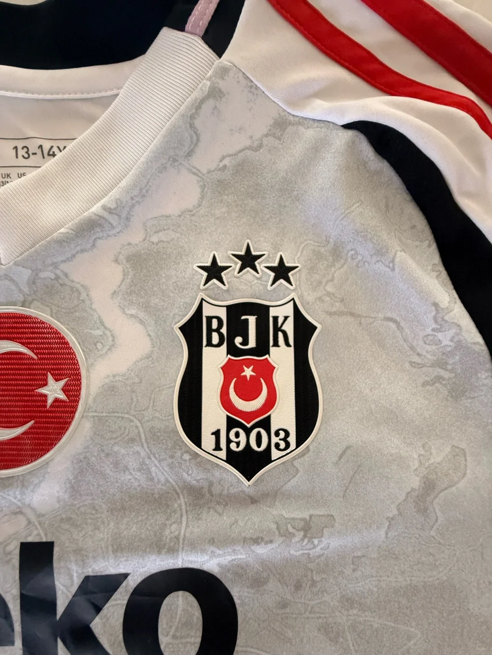 adidas White & Black Besiktas BJK Home Jersey with Red Accents